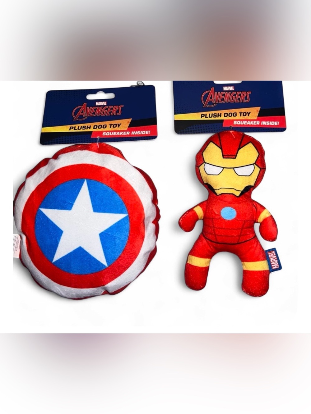 NWT set of 2 Marvel Avengers & Ironman Squeaker Dog Toys